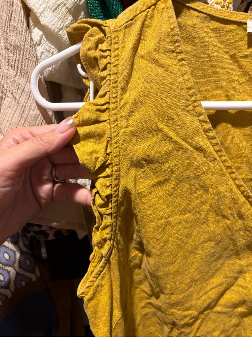 Madewell Mustard Yellow Button Front Linen Blend Tank Size 4 - Picture 4 of 8